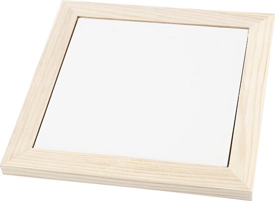 Onderzetter met houten lijst, afm 18,5x18,5x1,16 cm, 1 stuk