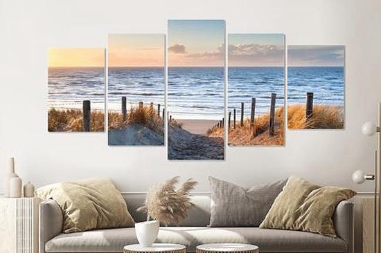 Schilderij - Pad naar de Noordzee, 5 luik, 200x100cm, wanddecoratie