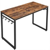 Stevig Bureau, kantoor tafel met 8 haken, 120 cm Lang, voor studeerkamer, thuiskantoor, metaal, industrieel ontwerp, vintage bruin zwart