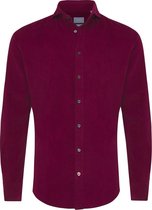 Tresanti Heren Overhemd Bordeaux Rood Corduroy Cutaway Tailored Fit - 43