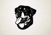 Wanddecoratie - Hond - Rottweiler 14 - XS - 28x25cm - Zwart - muurdecoratie - Line Art