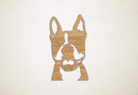 Wanddecoratie - Hond - Boston Terrier 7 - S - 58x34cm - Eiken - muurdecoratie - Line Art
