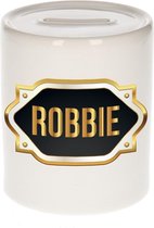 Robbie naam cadeau spaarpot met gouden embleem - kado verjaardag/ vaderdag/ pensioen/ geslaagd/ bedankt