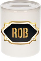 Rob naam cadeau spaarpot met gouden embleem - kado verjaardag/ vaderdag/ pensioen/ geslaagd/ bedankt