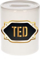 Ted naam cadeau spaarpot met gouden embleem - kado verjaardag/ vaderdag/ pensioen/ geslaagd/ bedankt