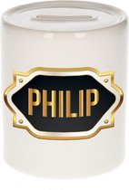 Philip naam cadeau spaarpot met gouden embleem - kado verjaardag/ vaderdag/ pensioen/ geslaagd/ bedankt