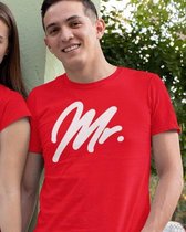Mr & Mrs T-Shirt Premium Red (Mr - Maat S) | Koppel Cadeau | Valentijn Cadeautje voor hem & haar