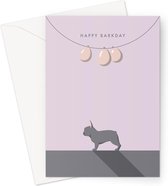 Hound & Herringbone - Blauwe Franse Bulldog Grote Verjaardagskaart - Blue French Bulldog Large Birthday Card (10 pack)