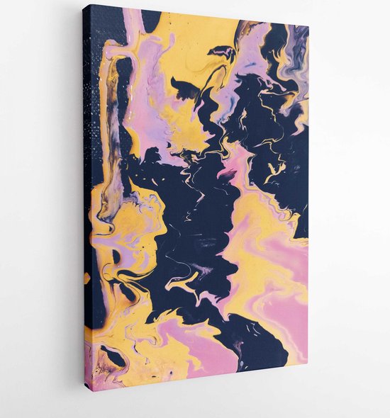 Onlinecanvas - Schilderij - Pink And Yellow Abstract Painting- Art Vertical Vertical - Multicolor - 50 X 40 Cm