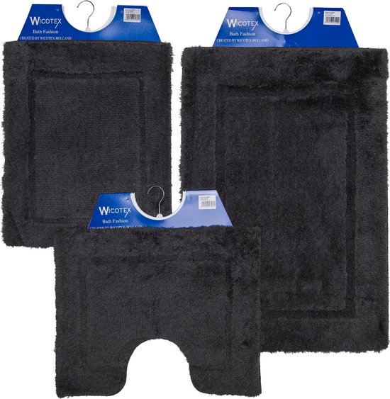 Luxe Anti-slip Badkamermat - WC-mat - 50cm x 60cm - Grijs - Zwart