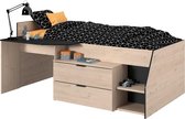 Parisot Kajuitbed Milky met bureau - zwart/eik – 90x200