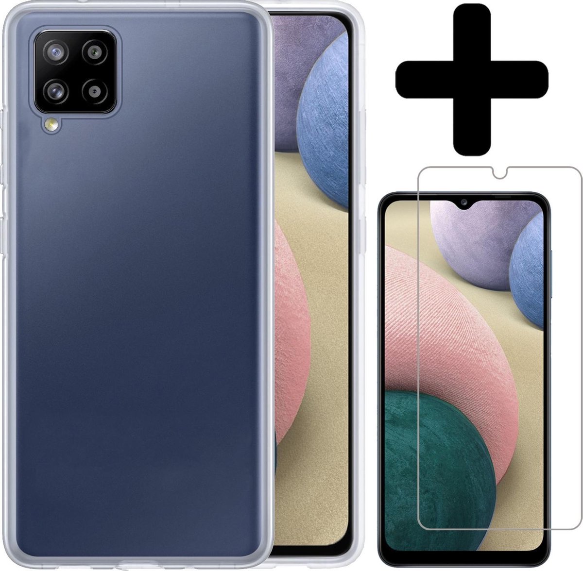 Samsung A12 Hoesje Siliconen Case Transparant Met Screenprotector Samsung Galaxy A12