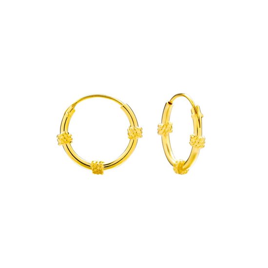 Oorbellen dames | Oorring | Gold plated Bali hoops, drie getwijnde spiraalvormen
