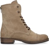 Manfield - Dames - Taupe suède veterlaarsjes - Maat 41