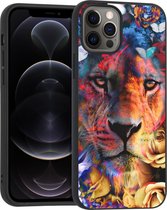 iMoshion Hoesje Siliconen Geschikt voor iPhone 12 Pro / 12 - iMoshion Design hoesje - Zwart / Meerkleurig / Jungle Lion
