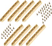 Set van 8 lange scharniertjes, (11,5 cm lang, goud, max 90 graden)