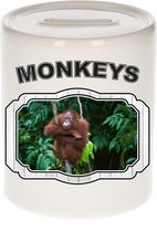 Dieren liefhebber orang oetan spaarpot  9 cm jongens en meisjes - keramiek - Cadeau spaarpotten apen liefhebber