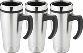 3x stuks thermo warmhoud koffie bekers 0,5 liter