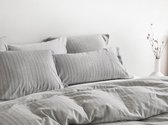 Yumeko dekbedovertrek velvet flanel grijs/wit stripe 140x220 + 1/60x70  - Biologisch & ecologisch