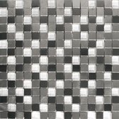 Alfa Mosaico Mozaiek Acero grijs mix glas/ geborsteld rvs 1,8x1,8x0,8 cm -  Mix, Grijs, RVS Prijs per 1 matje.