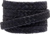 DQ leer Plat Gevlochten (10 x 3 mm) Dark Blue (1 meter)