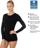 Brubeck Comfort Dames Ondergoed Shirt Lange Mouw - Naadloos Ondershirt Elastisch Katoen - Zwart L