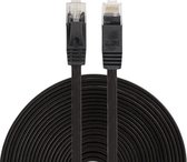 15m CAT6 Ultra dunne Flat Ethernet netwerk LAN kabel (1000Mbps) - Zwart - internet kabel