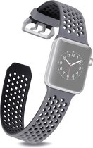 Compatible apple watch bandjes - By Qubix - Bandje met gaatjes - 2 kleuren - Grijs met zwart - Geschikt voor Apple Watch 42mm / 44mm / 45mm - Apple watch series 3/4/5/6/7
