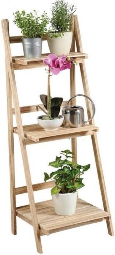 Er is een trend logo mei FSC® Houten 3 Laags Plantenrek | Trapvormig houten Planten Rek |  Plantentrap |... | bol.com