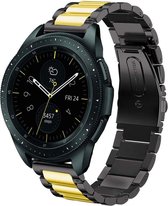 Stalen Smartwatch bandje - Geschikt voor  Samsung Galaxy Watch stalen band 42mm - zwart/goud - Horlogeband / Polsband / Armband