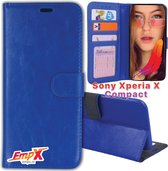 EmpX.nl Xperia X Compact Blauw Boekhoesje | Portemonnee Book Case voor Sony Xperia X Compact Blauw | Flip Cover Hoesje | Met Multi Stand Functie | Kaarthouder Card Case Xperia X Compact Blauw