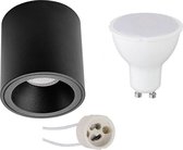 Opbouwspot Set - Pragmi Cliron Pro - GU10 Fitting - Dimbaar - Opbouw Rond - Mat Zwart - 6W - Natuurlijk Wit 4200K - Verdiept - Ø90mm - BES LED