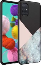 iMoshion Design voor de Samsung Galaxy A71 hoesje - Marmer - Roze / Zwart