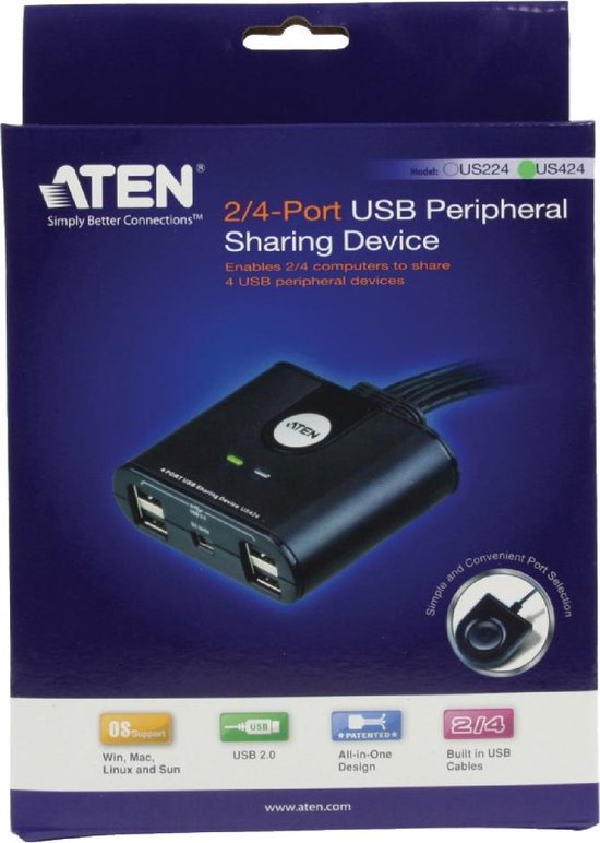 US224-AT, Aten Commutateur de partage des périphériques USB 2.0 à