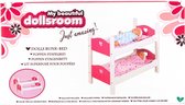 My Beautiful Dollsroom Lit superposé pour poupées en bois rose / blanc