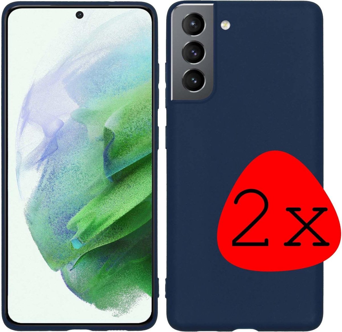 Hoesje 2 Stuks - Geschikt voor Samsung Galaxy S21 Plus - Sterk & Shockproof - Case Siliconen - Back Cover - Telefoon Hoes - Donkerblauw
