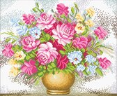 Volledige Borduurpakketen Volwassenen   -   Voorbedrukt    - Hobby en Creatief -   Borduurset   -  Voorbedrukt borduurpakket Vase of Flowers  vaas met bloemen op aida Needleart Wor