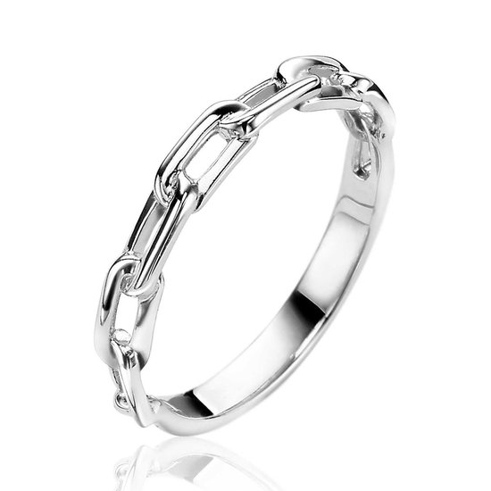 ZINZI zilveren schakel ring met ovale schakels ZIR2115