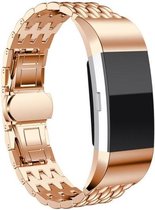 Stalen Smartwatch bandje - Geschikt voor  Fitbit Charge 3 stalen draak band - rosé goud - Horlogeband / Polsband / Armband