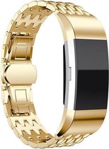 Stalen Smartwatch bandje - Geschikt voor  Fitbit Charge 2 stalen draak band - goud - Horlogeband / Polsband / Armband