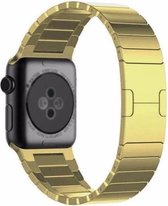 Stalen Smartwatch bandje - Geschikt voor  Apple Watch luxe metalen band - goud - Maat: 42 - 44 - 45 - 49mm - Horlogeband / Polsband / Armband