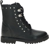 Clic! 9582 Veterboots - Laarzen Met Veters - Meisjes - Zwart - Maat 27