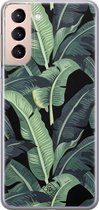 Samsung S21 Plus hoesje siliconen - Palmbladeren Bali | Samsung Galaxy S21 Plus case | groen | TPU backcover transparant