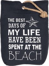 Clayre & Eef Deurstopper 21*14 cm Zwart Canvas Rechthoek The best days beach Deurklem Deurwig