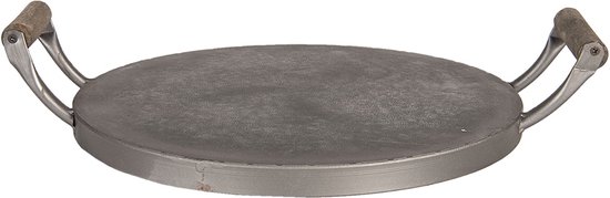 Clayre & Eef Decoratief Dienblad 40*30*7 cm Grijs Metaal Rond Serveerschaal