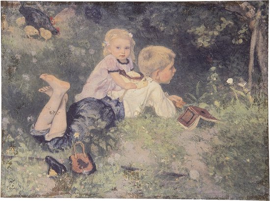 Clayre & Eef Schilderij 73*3*55 cm Meerkleurig Jute kinderen Rechthoek Muurdecoratie Wanddecoratie