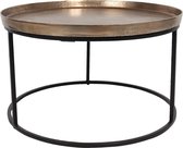 Clayre & Eef Bijzettafel Ø 60*35 cm Bruin Aluminium Rond Side table Tafeltje