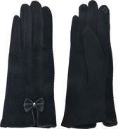 Melady Handschoenen Winter 8*24 cm Zwart Synthetisch Strikje Handschoenen Dames