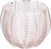 Clayre & Eef Glazen Theelichthouder Ø 9*8 cm Grijs Glas Rond Waxinelichthouder Windlichthouder