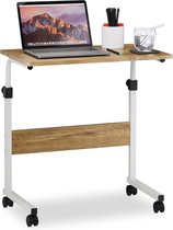 Relaxdays Laptoptafel verstelbaar - computertafel - laptop bureau op wielen - schrijftafel